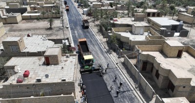 صندوق إعمار ذي قار يواصل متابعة أعمال الإكساء في شوارع قضاء كرمة بني سعيد