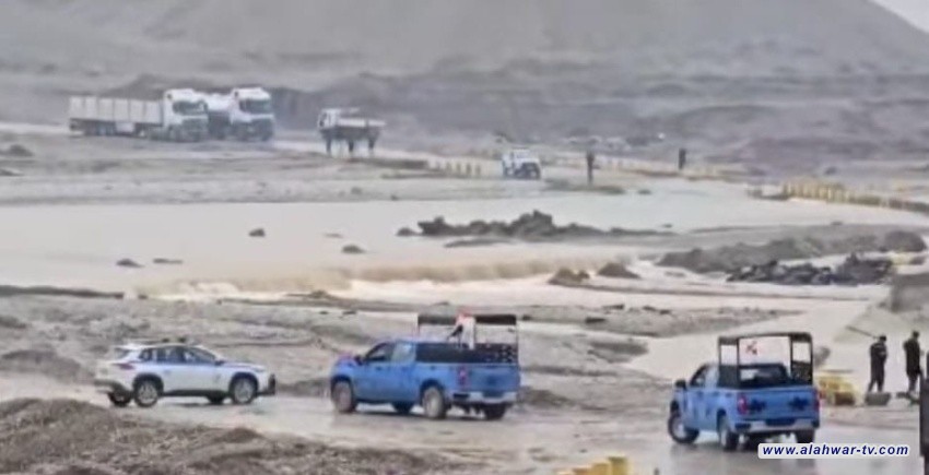 سيول جارفة تقطع محور كركوك. بغداد وتحويل الشاحنات إلى طرق بديلة