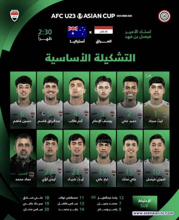 عماد محمد يعلن تشكيلة المنتخب الأولمبي لمواجهة أستراليا