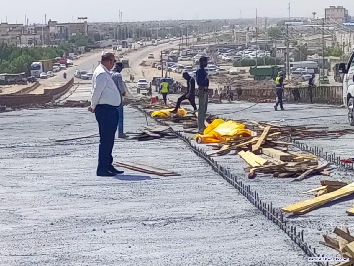 المعاون الفني لمحافظ ذي قار المهندس حسن دعدوش يواصل متابعته لمجسر الإسكان الصناعي.