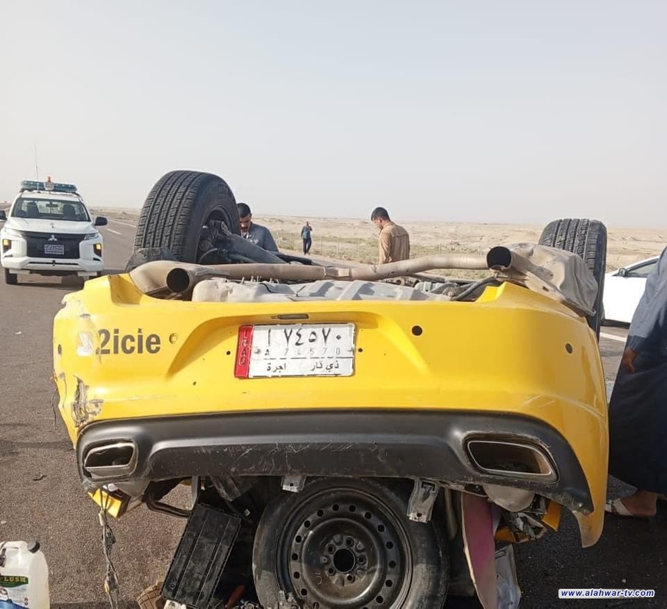 مصرع شخصين وإصابة اثنين آخرين اثر حادث سير على طريق المرور السريع بالقرب من منطقة الگطيعة شمال ذي قار