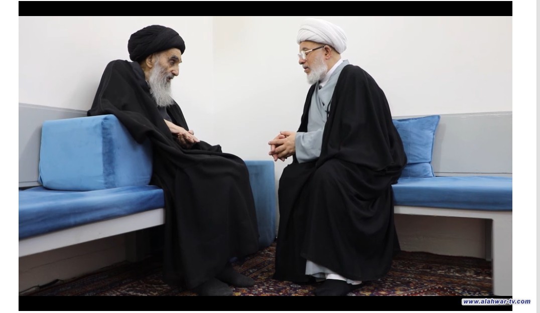 أحدث ظهور للإمام السيستاني في استقباله الشيخ الكربلائي