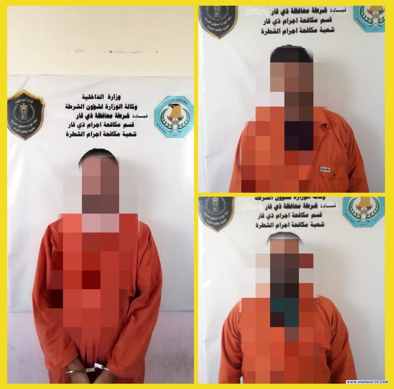 مكافحة إجرام ذي قار تلقي القبض على 3 متهمين بقضايا مختلفة شمال المحافظة .