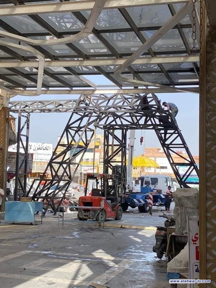 #بالصور المباشرة بنصب بوابة المشهد الحضري في ساحة الحبوبي وسط الناصرية