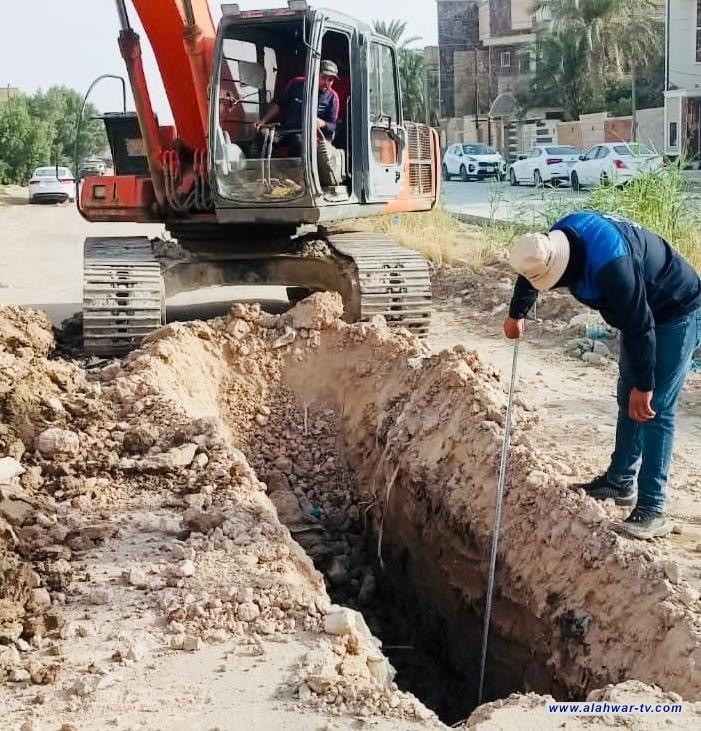 مجاري ذي قار : المباشرة بمـد خط الأمطار الناقل لشارع المعهد التقني بمدينة الناصرية ..