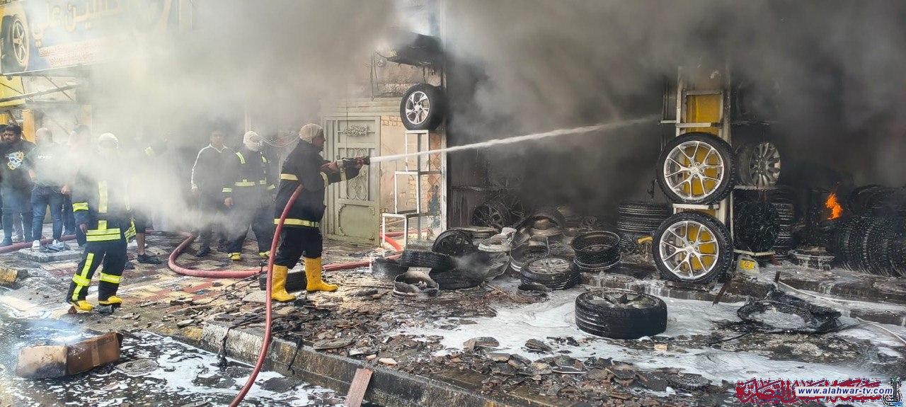النيران تلتهم محل إطارات في الناصرية والدفاع المدني يضعه تحت السيطرة