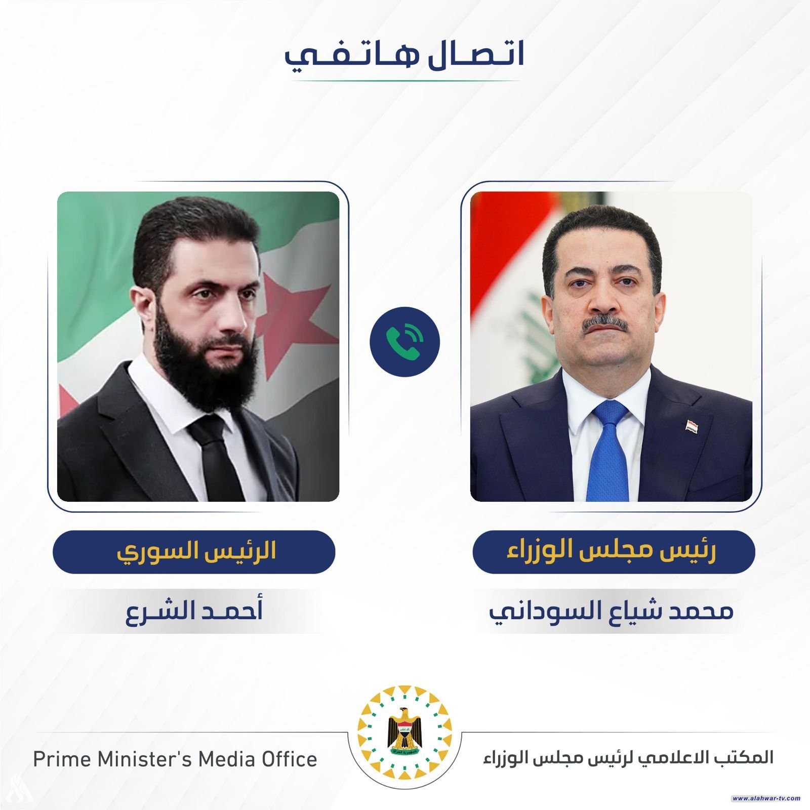 رئيس الوزراء يتبادل التهاني مع الشرع ويؤكد وقوف العراق إلى جانب خيارات الشعب السوري