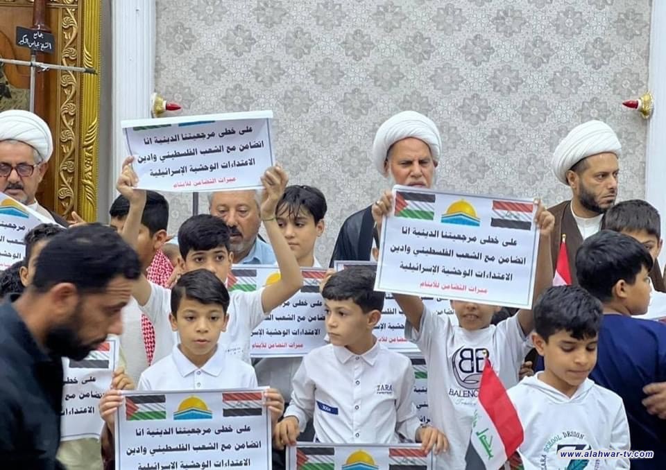 بالصور :امام جمعة الناصرية الشيخ محمد مهدي الناصري  ينظم وقفة احتجاجية ضد استهداف فلسطين