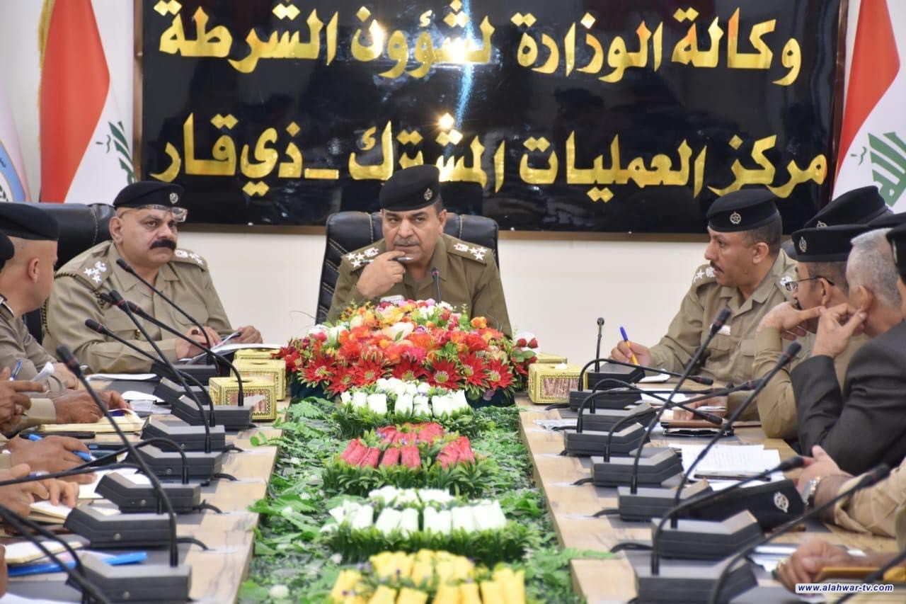 مدير الجنائية والحركات يعقد مؤتمر لمناقشة الخطط الامنية الخاصة بأنتخابات مجالس المحافظات .