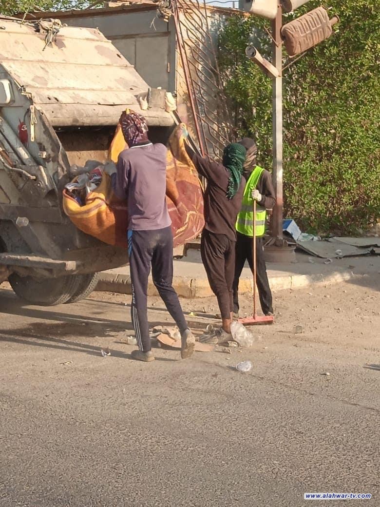 بلدية الناصرية: حملة خدمية لتنظيف طريق المرور السريع وسط المدينة