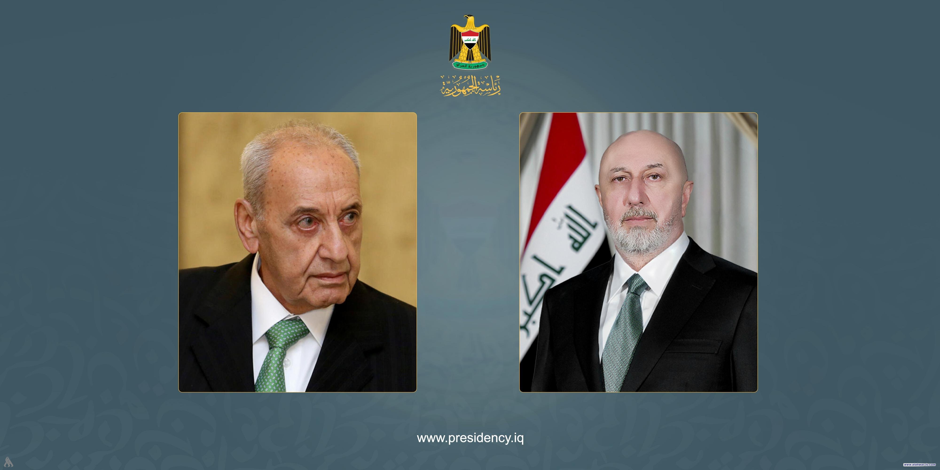 رئيس مجلس النواب اللبناني يشكر العراق حكومة وشعبا والمرجعيات الدينية على مواقفهم الداعمة للبنان