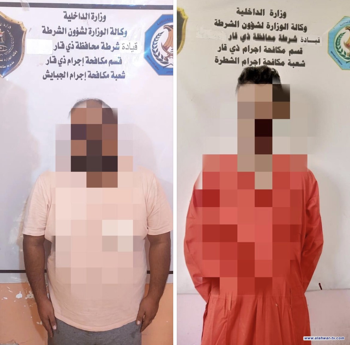 مكافحة إجرام ذي قار تلقي القبض على متهمين اثنين بقضايا سرقة مختلفة .