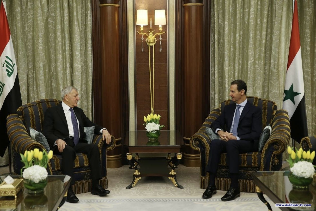 رئيس الجمهورية يؤكد خلال لقائه الأسد موقف العراق في دعم حقوق الشعب الفلسطيني