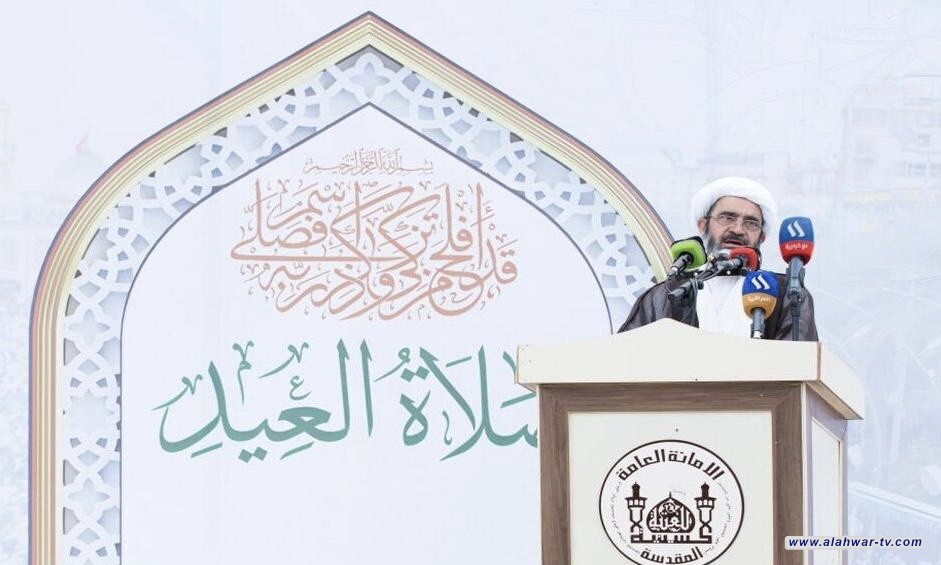 خطيب صلاة العيد في كربلاء يدعو الحكومة الى معالجة مشكلتي السكن والكهرباء وينتقد الصمت الدولي ازاء المجازر في غزة