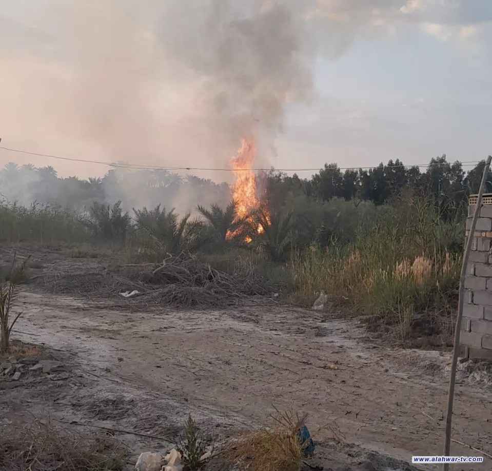 النيران تلتهم اجزاء من بستان في قضاء سوق الشيوخ جنوب الناصرية