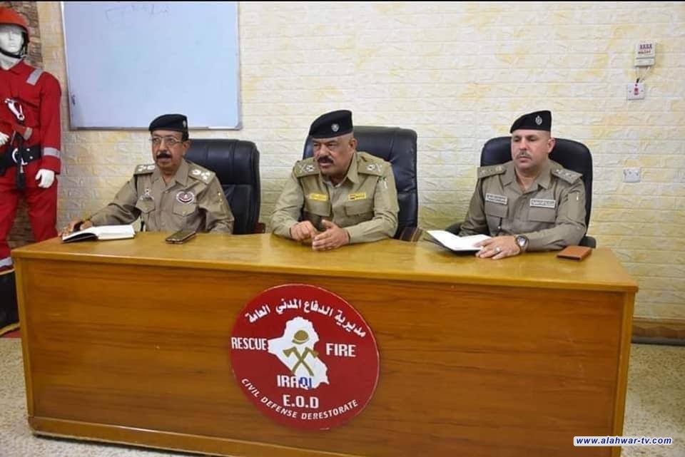 مدير عام الدفاع المدني يختتم  زيارة له الى محافظة ذي قار بعد جولة قادته الى ميسان والبصرة
