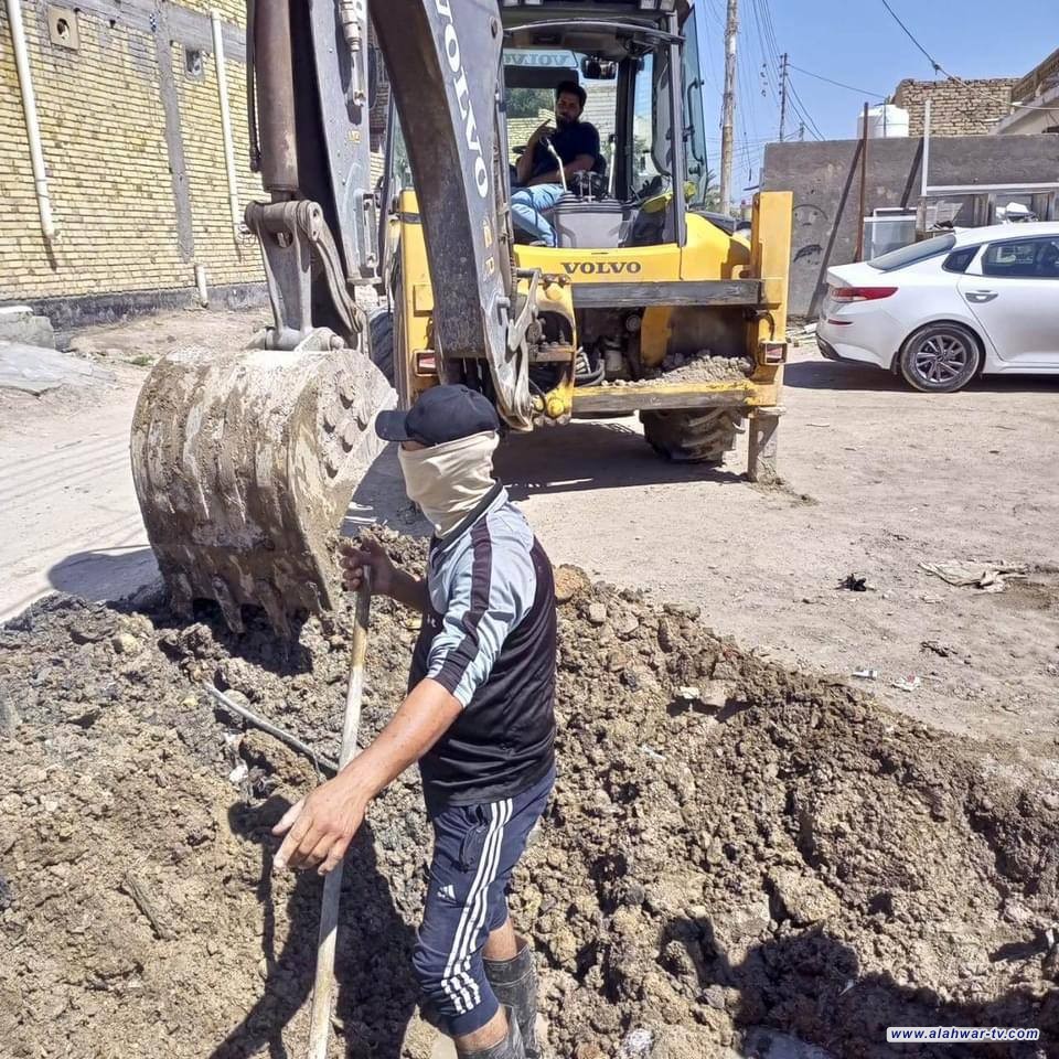 صيانة  ماء الجزيرة الثانية : اصلاح كسر انابيب في منطقتي الصالحية والتضحية